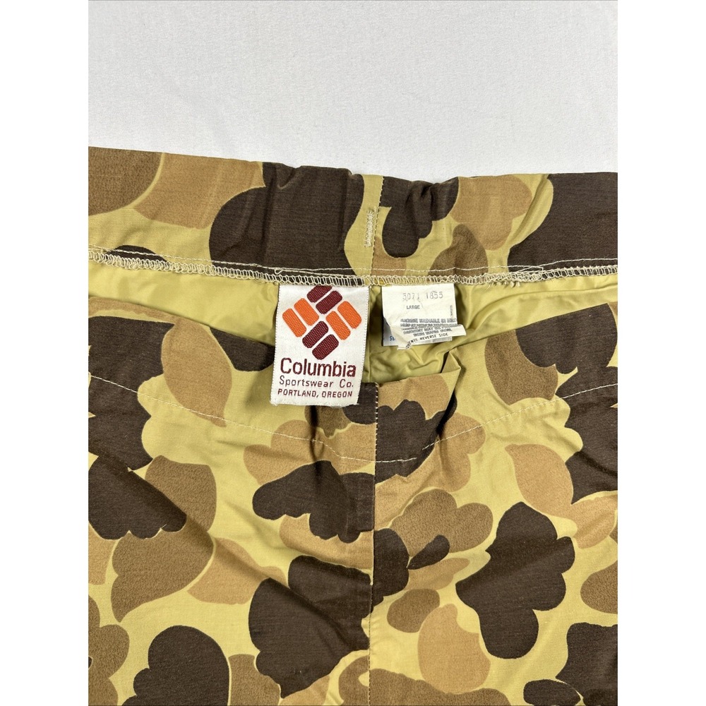 VTG Columbia Sportswear Gore Tex Duck Camo Hunting Pants Mens Large Brown USA